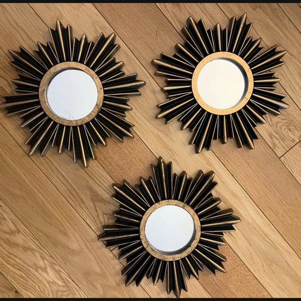 3 Gold Sunburst Mirrors